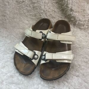 BIRKENSTOCK Birki Madura White Patent Leather straps Sandals Size 8